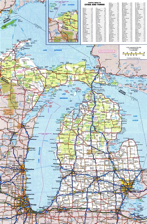 large print map of michigan.